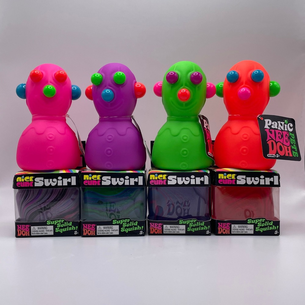 Schylling NeeDoh Panic Pete Nice Cube Swirl Lot Of 8 Sensory Squeeze Toys Fidget